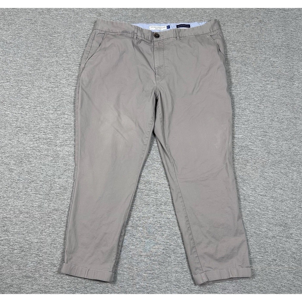 Peter Manning Pants Mens 38x28 (38x26 Fit) Gray Lightweight Stretch Chino FLAWS
